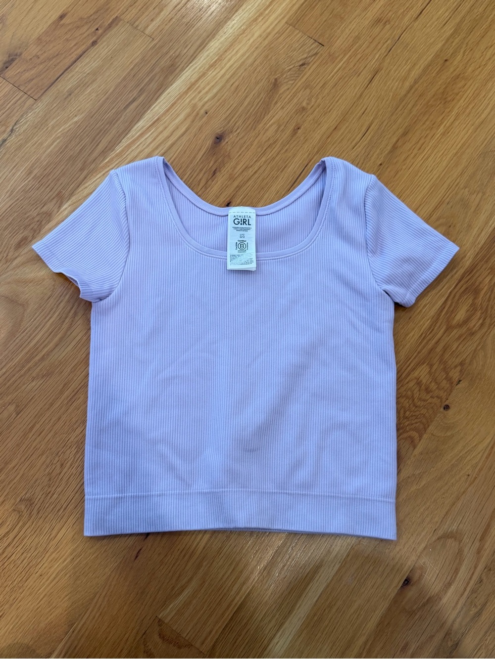Athleta Girl Short Sleeve Rise Above Ribbed Tee in Light Lavender